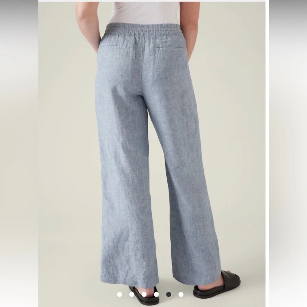 NWT Athleta Cabo Linen Wide Leg Pant "Chambray Blue" Size 6 TALL - Picture 5 of 12